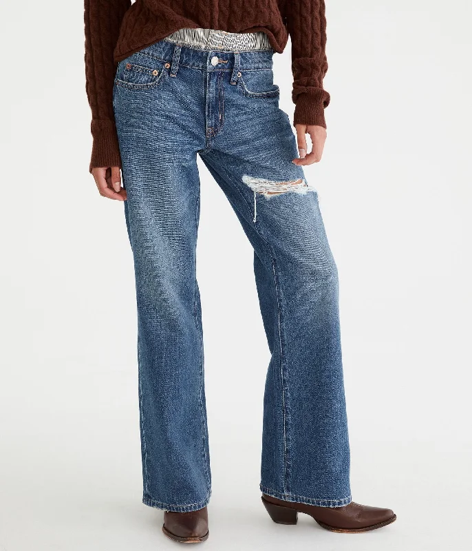 Aeropostale Low-Rise Baggy Flare Jean Trendy Skinny Fit Jeans