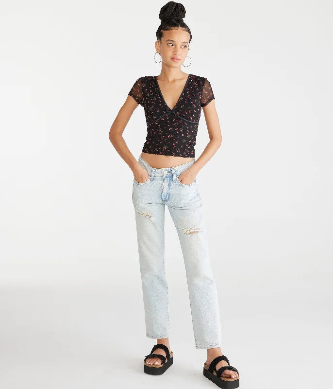 Aeropostale Mid-Rise Straight Ankle Jean Elegant Bootcut Fit Jeans