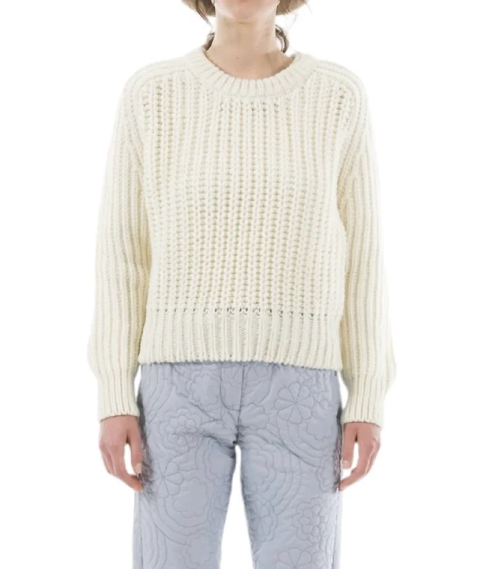Deanna Sweater In Off White Solid Print Embellished
