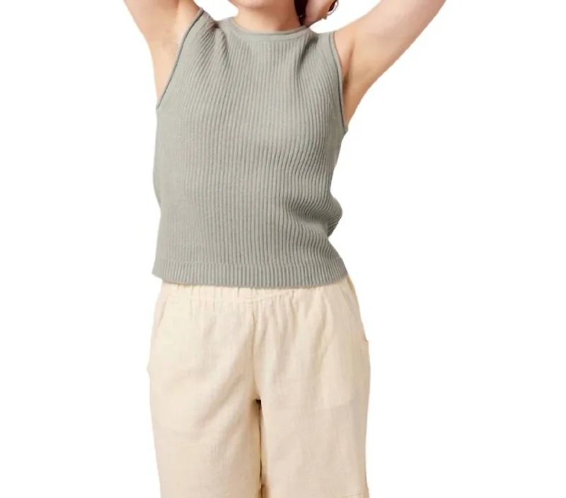 Dela Sweater Tank Top In Blue Stretchy Elastic Breathable