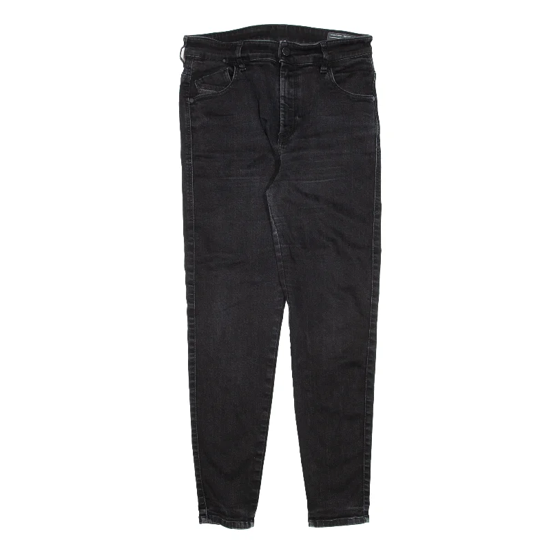DIESEL Slandy-High Black Jeans W30 L27 Trendy Cut-Off Denim Shorts