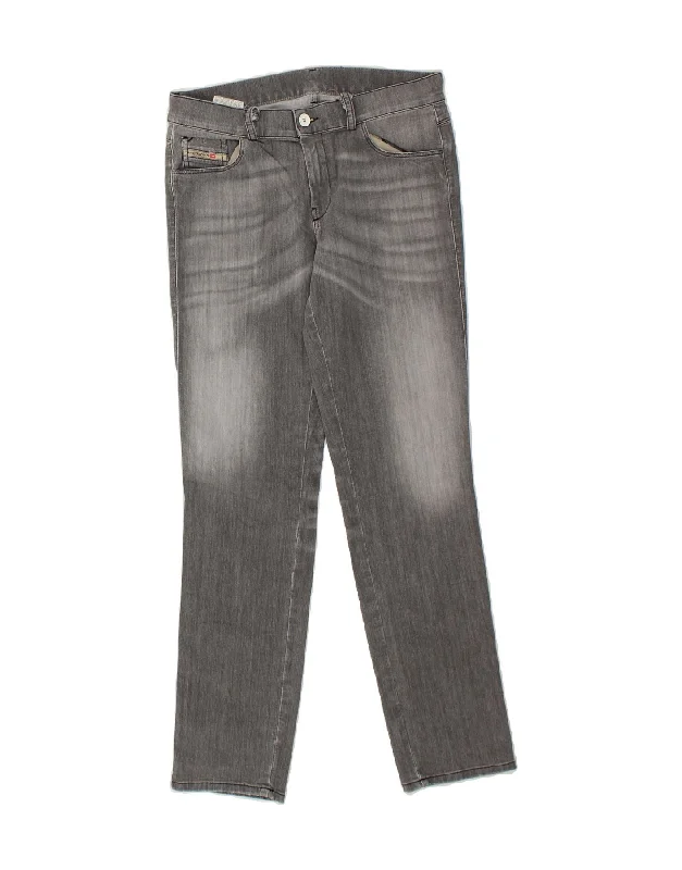 DIESEL Womens Slim Jeans W30 L30 Grey Cotton Trendy Wide-Legged High-Waist Jeans