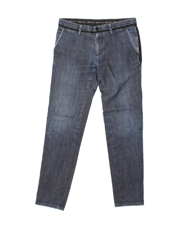 DOLCE & GABBANA Womens Slim Jeans IT 46 Large W32 L32 Blue Colourblock Casual Skinny Fit Jeans