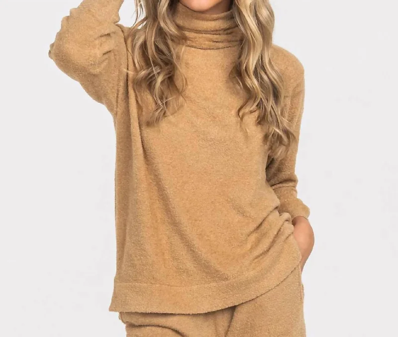 Dreamluxe Turtleneck Sweater In Bourbon Cable Knit Ribbed Knit Lace Knit