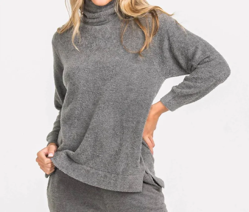 Dreamluxe Turtleneck Sweater In Iron Thin Thick Dense