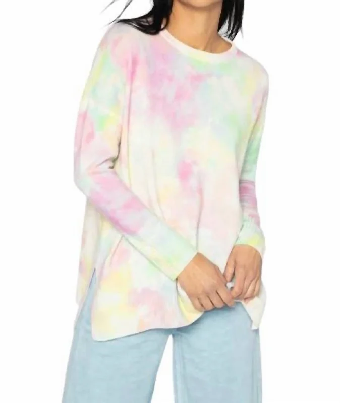 Dreamscape Easy Crew Sweater In Multi Sequined Glittery Shiny