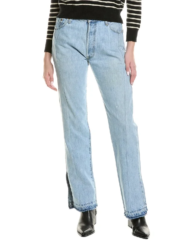 EB DENIM Vintage Unraveled Vintage Blue Jean Comfortable Low-Rise Jeans