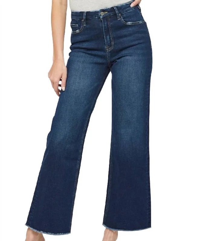 Festival Stretch Super High-Rise Wide Leg Jean In Ultramarine Casual High-Waisted Bootcut Jeans Festival Stretch Super High-Rise Wide Leg Jean In Ultramarine Casual High-Waisted Bootcut Jeans