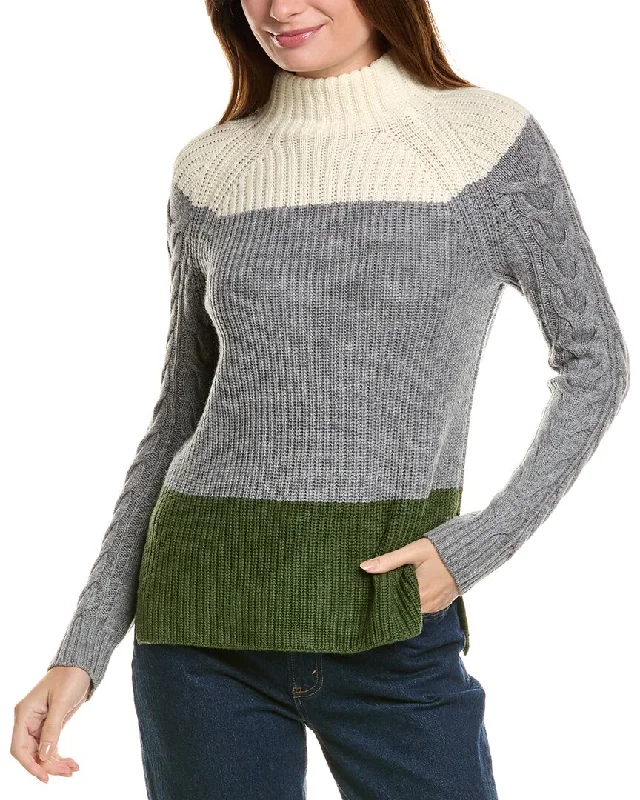 Forte Cashmere Colorblocked Funnel Neck Wool & Cashmere-Blend Sweater Sweater Knitwear Pullover Forte Cashmere Colorblocked Funnel Neck Wool & Cashmere-Blend Sweater Sweater Knitwear Pullover