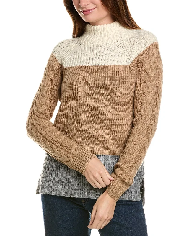 Forte Cashmere Colorblocked Funnel Neck Wool & Cashmere-Blend Sweater Beaded Sweater Sequined Faux Fur Forte Cashmere Colorblocked Funnel Neck Wool & Cashmere-Blend Sweater Beaded Sweater Sequined Faux Fur