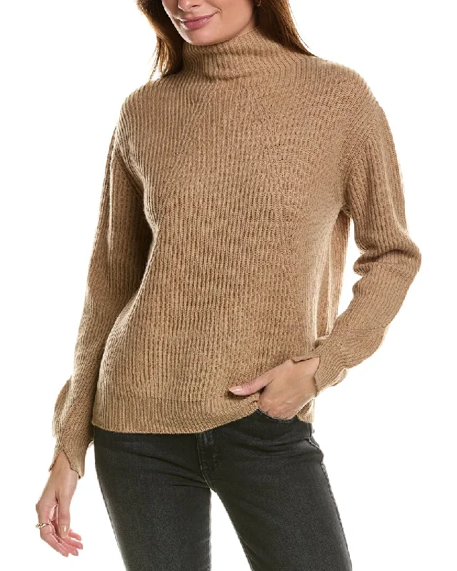 Forte Cashmere Fashioned Rib Funnel Neck Wool & Cashmere-Blend Sweater Plaid Sweater Polka Dot Checkered Forte Cashmere Fashioned Rib Funnel Neck Wool & Cashmere-Blend Sweater Plaid Sweater Polka Dot Checkered