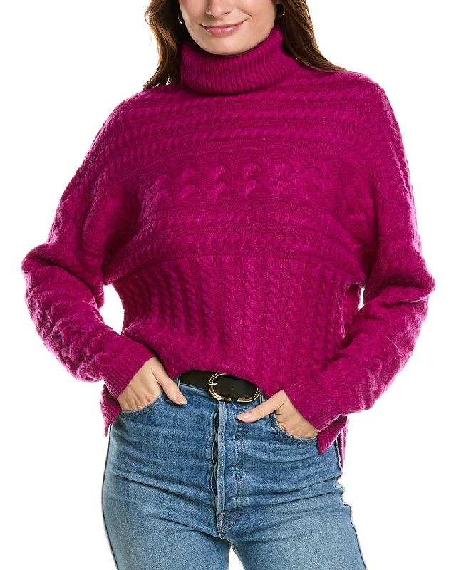 Forte Cashmere Luxe Cable Turtleneck Wool & Cashmere-Blend Sweater Fleece Sweater Nylon Polyester Forte Cashmere Luxe Cable Turtleneck Wool & Cashmere-Blend Sweater Fleece Sweater Nylon Polyester