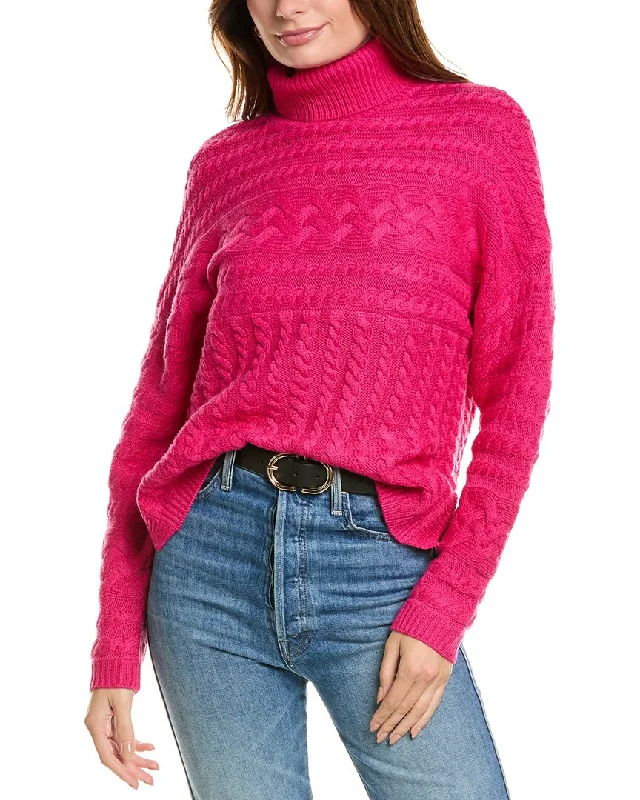 Forte Cashmere Luxe Cable Turtleneck Wool & Cashmere-Blend Sweater Chenille Brocade Lace Forte Cashmere Luxe Cable Turtleneck Wool & Cashmere-Blend Sweater Chenille Brocade Lace