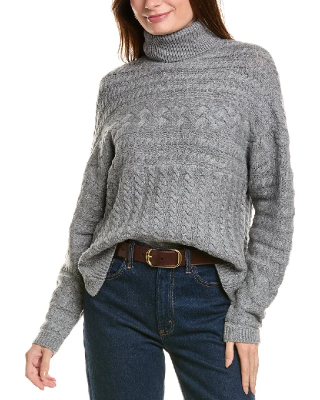 Forte Cashmere Luxe Cable Turtleneck Wool & Cashmere-Blend Sweater Machine Wash Dry Clean Hand Wash Forte Cashmere Luxe Cable Turtleneck Wool & Cashmere-Blend Sweater Machine Wash Dry Clean Hand Wash