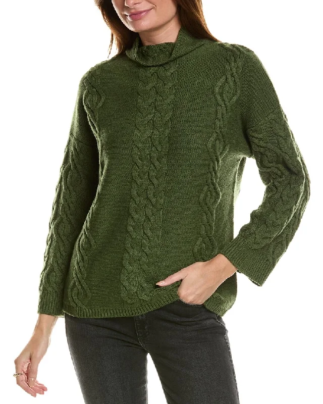 Forte Cashmere Placed Cable Funnel Neck Wool & Cashmere-Blend Sweater Turtle Neck Boat Neck Asymmetrical Neck Forte Cashmere Placed Cable Funnel Neck Wool & Cashmere-Blend Sweater Turtle Neck Boat Neck Asymmetrical Neck