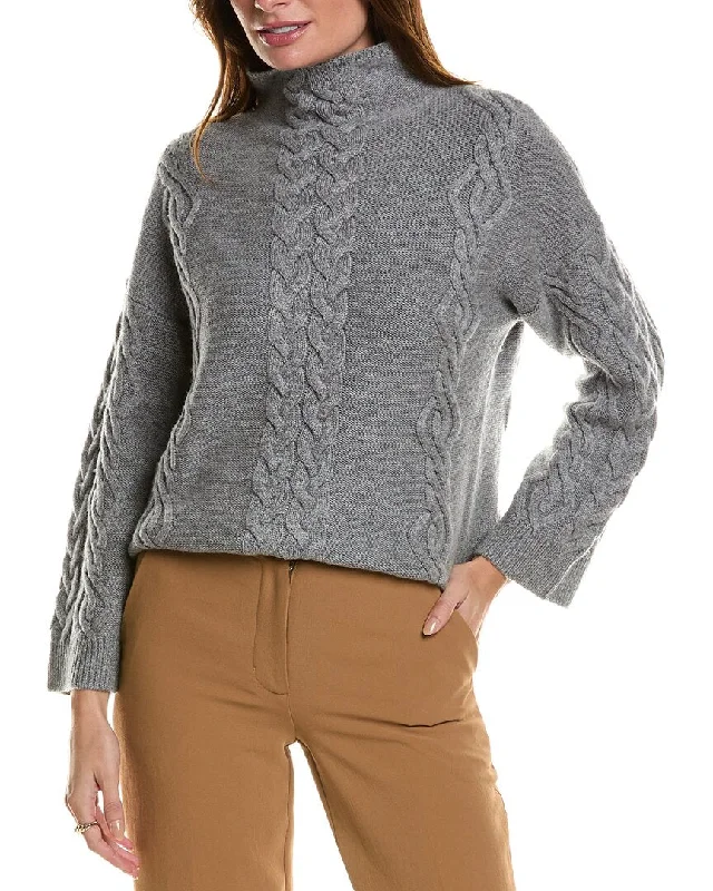 Forte Cashmere Placed Cable Funnel Neck Wool & Cashmere-Blend Sweater Chenille Brocade Lace Forte Cashmere Placed Cable Funnel Neck Wool & Cashmere-Blend Sweater Chenille Brocade Lace