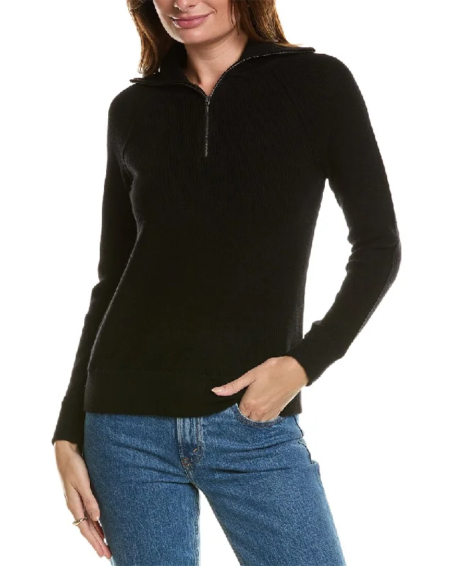 Forte Cashmere Rib Mock Neck Wool & Cashmere-Blend 1/2-Zip Sweater Solid Color Striped Floral Print Forte Cashmere Rib Mock Neck Wool & Cashmere-Blend 1/2-Zip Sweater Solid Color Striped Floral Print