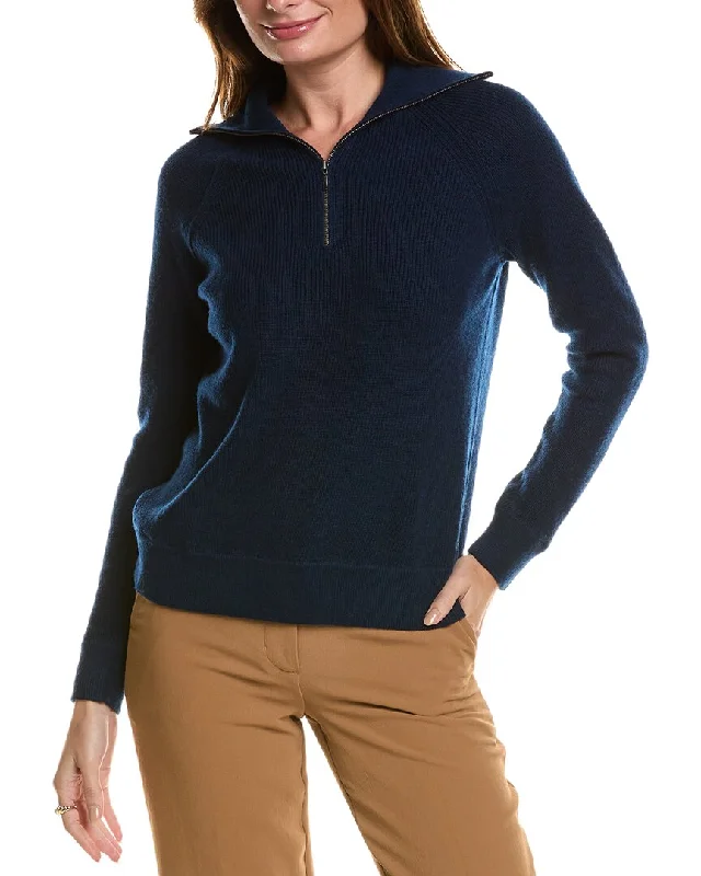 Forte Cashmere Rib Mock Neck Wool & Cashmere-Blend 1/2-Zip Sweater Cable Knit Ribbed Knit Lace Knit Forte Cashmere Rib Mock Neck Wool & Cashmere-Blend 1/2-Zip Sweater Cable Knit Ribbed Knit Lace Knit
