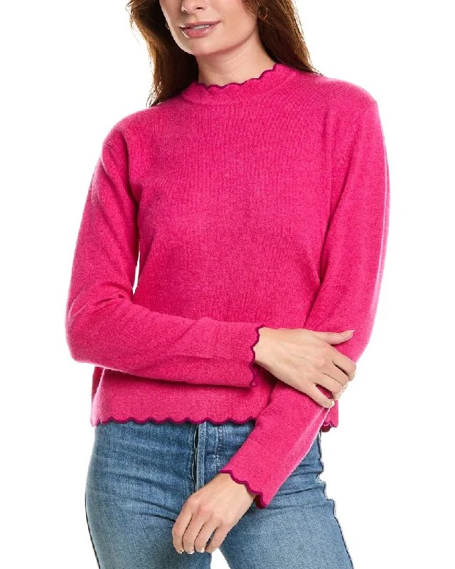 Forte Cashmere Scallop Edge Boxy Cashmere Sweater Stylish Fashionable Trendy