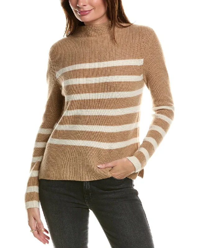 Forte Cashmere Stripe Funnel Neck Cashmere Sweater Boat Neck Shawl Collar Notched Collar Forte Cashmere Stripe Funnel Neck Cashmere Sweater Boat Neck Shawl Collar Notched Collar