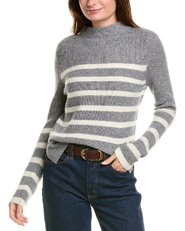 Forte Cashmere Stripe Funnel Neck Cashmere Sweater Knit Fabric Woven Fabric Fleece Fabric Forte Cashmere Stripe Funnel Neck Cashmere Sweater Knit Fabric Woven Fabric Fleece Fabric