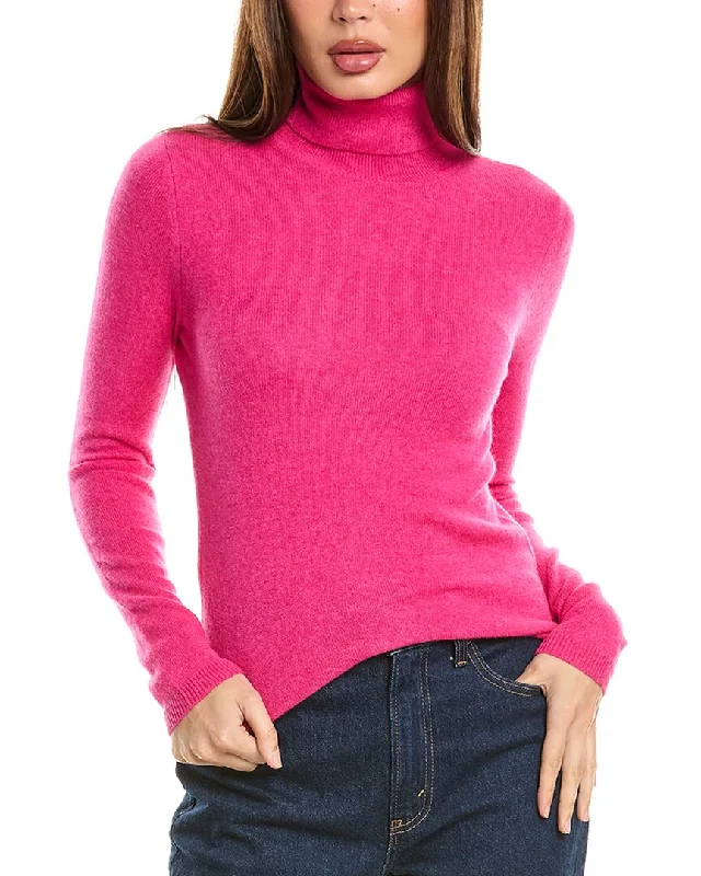 Forte Cashmere Turtleneck Cashmere Sweater Chenille Brocade Lace