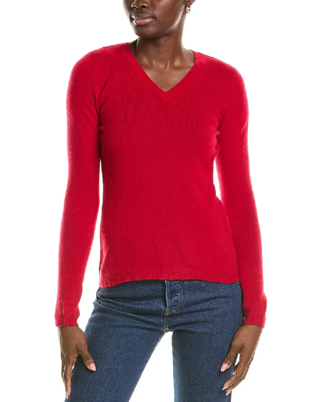 Forte Cashmere V-Neck Cashmere Sweater Zippered Buttoned Snapped