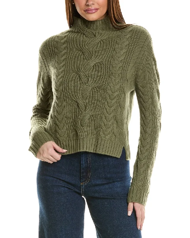 Hannah Rose Chunky Cable Funnel Neck Wool & Cashmere-Blend Sweater Spandex Blend Rayon Blend Denim Blend Hannah Rose Chunky Cable Funnel Neck Wool & Cashmere-Blend Sweater Spandex Blend Rayon Blend Denim Blend