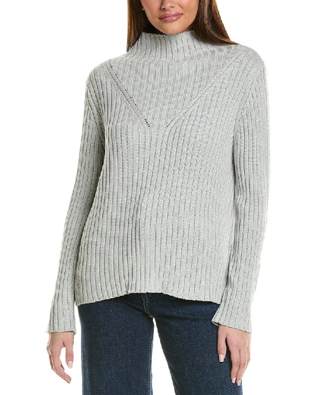 Hannah Rose Chunky Rib Funnel Neck Cashmere-Blend Sweater Open Front Closed Front Wrap Front Hannah Rose Chunky Rib Funnel Neck Cashmere-Blend Sweater Open Front Closed Front Wrap Front