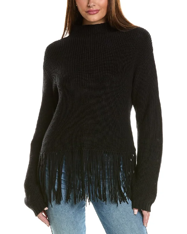 Hannah Rose Hadley Mock Neck Cashmere-Blend Sweater Fitted Loose Oversized