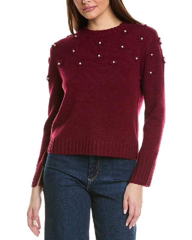 Hannah Rose Pearl Bobble Cluster Wool & Cashmere-Blend Sweater Print Jacquard Patchwork Hannah Rose Pearl Bobble Cluster Wool & Cashmere-Blend Sweater Print Jacquard Patchwork