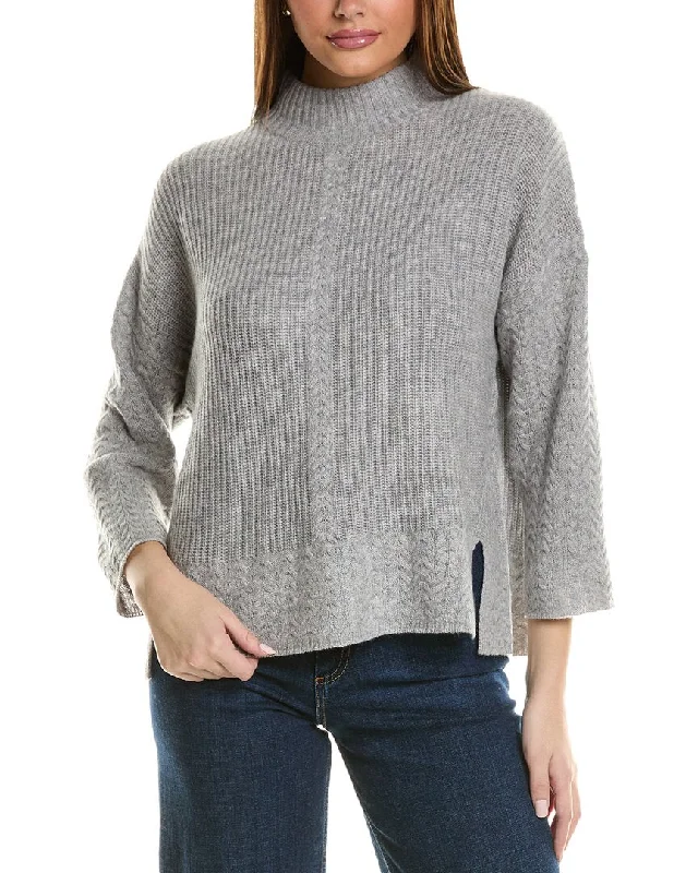 Hannah Rose Shaker Cable Turtleneck Wool & Cashmere-Blend Sweater Lightweight Heavyweight Midweight Hannah Rose Shaker Cable Turtleneck Wool & Cashmere-Blend Sweater Lightweight Heavyweight Midweight