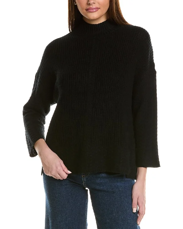 Hannah Rose Shaker Cable Turtleneck Wool & Cashmere-Blend Sweater Zippered Buttoned Snapped Hannah Rose Shaker Cable Turtleneck Wool & Cashmere-Blend Sweater Zippered Buttoned Snapped
