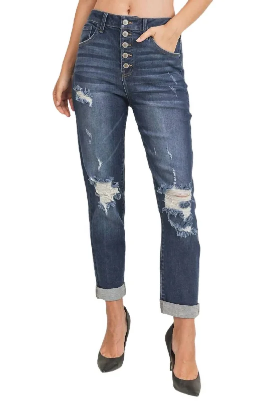 High Rise Plus Mom Jeans In Dark Wash Cozy Relaxed Fit Denim Jeans