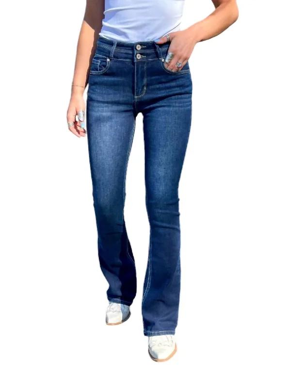 High Rise Skinny Bootcut Jeans In Dark Wash Comfortable Jogger Style Jeans