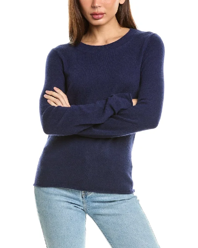 InCashmere Crewneck Cashmere Sweater Solid Color Striped Floral Print