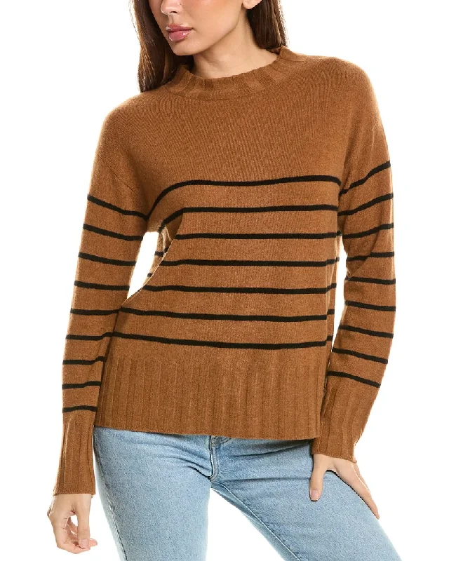 InCashmere Crewneck Cashmere Sweater Mesh Blend Leather Blend Suede Blend