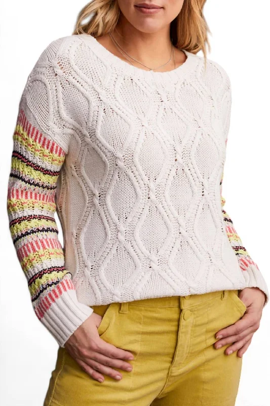 Intarsia Long Sleeve Crew Neck Sweater In Moonstone Terry Blend Velvet Blend Canvas Blend Intarsia Long Sleeve Crew Neck Sweater In Moonstone Terry Blend Velvet Blend Canvas Blend