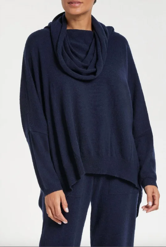 Jaxson Cashmere Sweater In Navy Chenille Brocade Lace