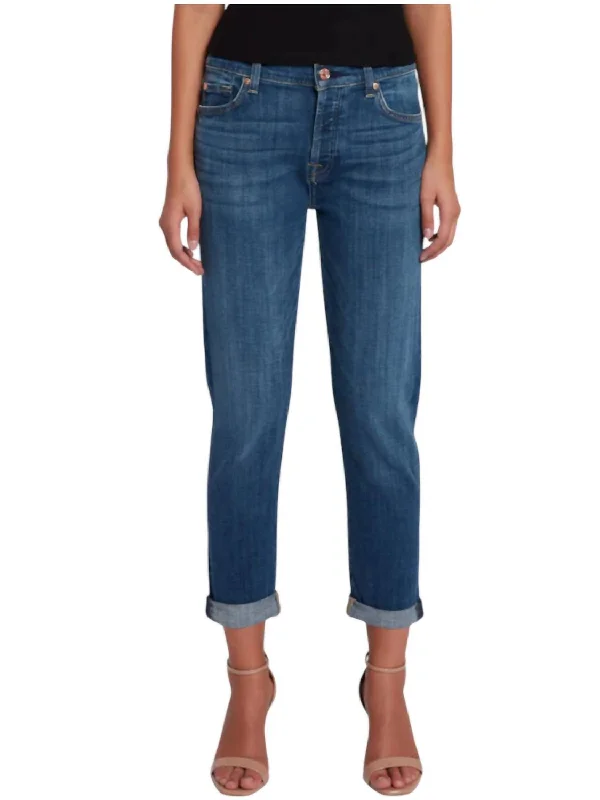 Josefina Boyfriend Jeans In Blue Trendy Pleated Waist Jeans