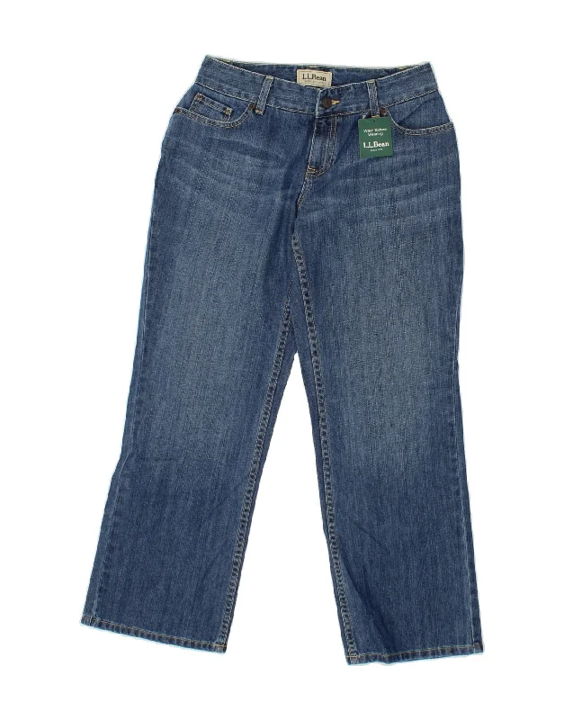L.L.BEAN Womens Petite Straight Jeans US 6 Medium W28 L28 Blue Cotton Fashionable Bootcut Jeans