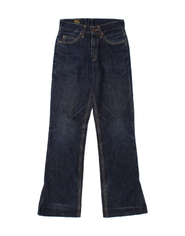 LEE Womens Bootcut Jeans W26 L30 Navy Blue Cotton Comfortable Folded Hem Jeans