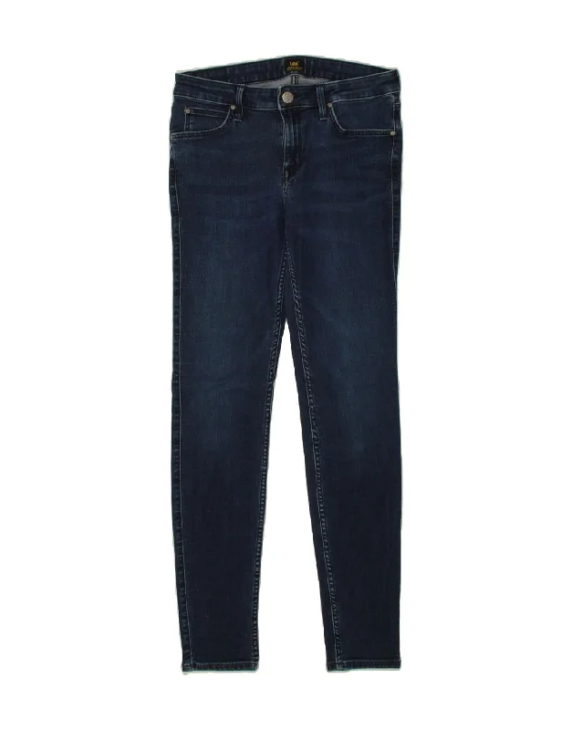 LEE Womens Scarlett Skinny Jeans W29 L33  Navy Blue Cotton Fashionable Raw Hemmed Jeans