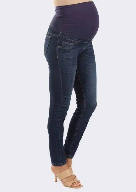 Maternity Skinny Jeans In Dark Blue Trendy Low-Rise Slim Jeans