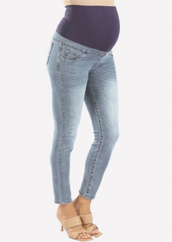Maternity Skinny Jeans In Washed Blue Trendy Skinny High-Waist Jeans