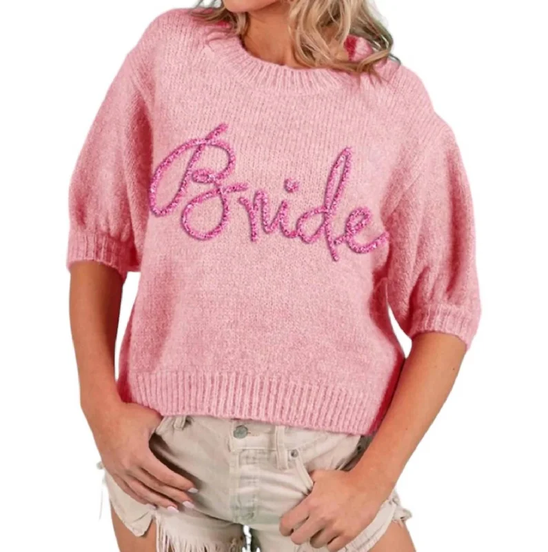 Metallic Sweaters In Bride Pink Lace Blend Ribbed Blend Corduroy Blend