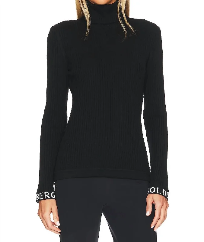 Mira Long Sleeve Knit Sweater In Black Soft Cozy Warm