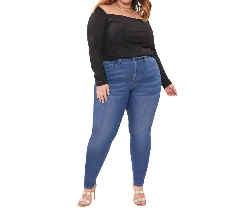 Missy Skinny Jeans - Plus In Dark Wash Stylish Bootcut Denim Jeans