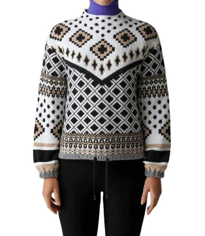 Najla Sweater In Beige/black Neon Metallic Matte
