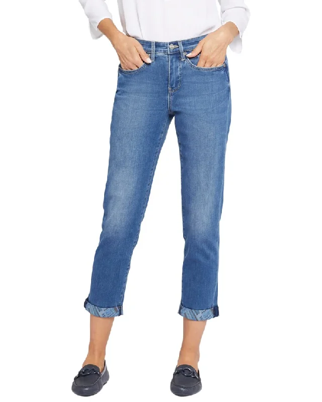 NYDJ Margot Printed Cuff Lovesick Girlfriend Jean Cozy Relaxed Fit Jeans